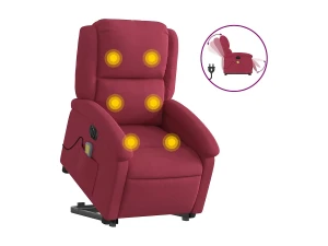 vidaxl Sillón de masaje reclinable elevable terciopelo rojo tinto