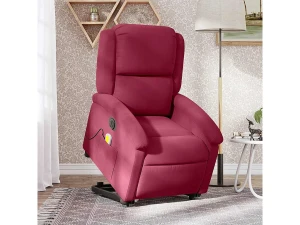 vidaxl Sillón de masaje reclinable elevable terciopelo rojo tinto