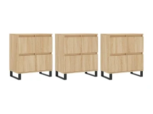 vidaxl Aparadores 3 uds madera contrachapada color roble sonoma