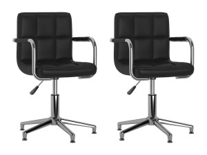 vidaxl Eetkamerstoelen draaibaar 2 st kunstleer zwart