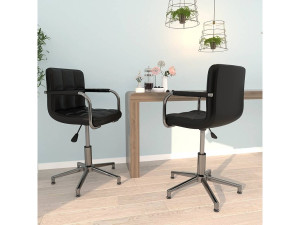 vidaxl Eetkamerstoelen draaibaar 2 st kunstleer zwart