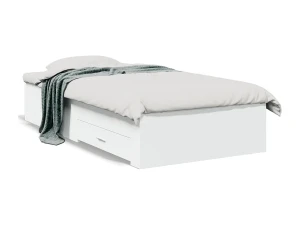 Clicnbuy Cama con cajones madera de ingeniería blanco 100x200 cm