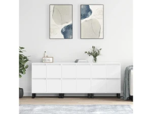 Clicnbuy Aparadores 3 piezas madera contrachapada blanco