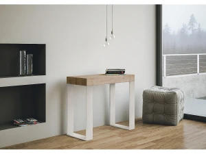 ITAMOBY Mesa consola extensível 90x40/300 cm Tecno Carvalho Natural quadro Branco