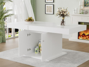ModernLuxe Uitschuifbare eettafel - met opbergruimte eronder - moderne stijl - Wit