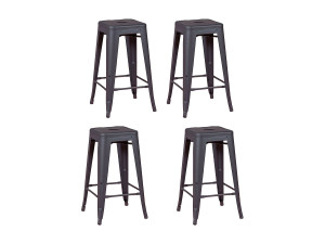 Nest Dream Lot van 4 metalen krukjes 66cm hoog - Bistro - Zwart