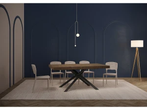 Ityhome Mesa de jantar extensível 180/284x90 cm Karida nogueira pernas antracite