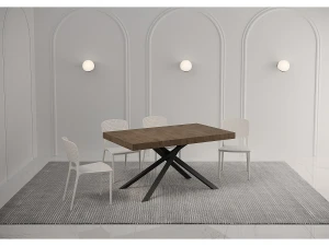 Ityhome Mesa de jantar extensível 140/400x90 cm Karida nogueira pernas antracite