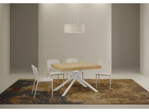 Ityhome Mesa extensible 120/204x80 cm Karida roble natural patas blancas