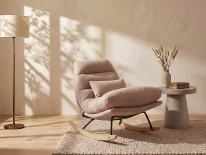 Vente-unique Schommelstoel in taupe stof RELIACO