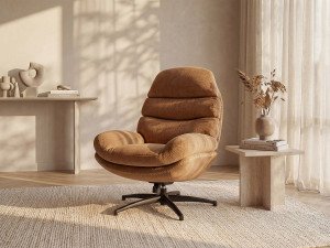 Vente-unique Draaifauteuil van terracottakleurige stof LIZUTA