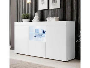MB Muebles Bonitos Aparador para Salón comedor en Blanco con LED 150x40x80cm Natolia