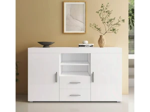 MB Muebles Bonitos Aparador para Salón comedor en Blanco 140x40x80cm Roque