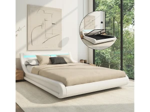 MB Muebles Bonitos Cama de matrimonio con canapé 150x190cm en Blanco con LED Parisina