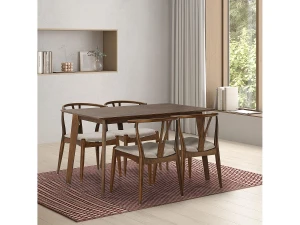 VS Venta-stock Juego de mesa 140x80 cm y 4 sillas de comedor Rustic color Nogal