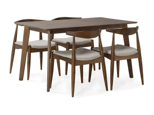 VS Venta-stock Juego de mesa 140x80 cm y 4 sillas de comedor Corzo color Nogal