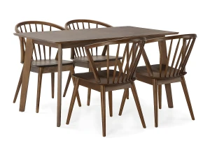 VS Venta-stock Juego de mesa 140x80 cm y 4 sillas de comedor Mura color Nogal