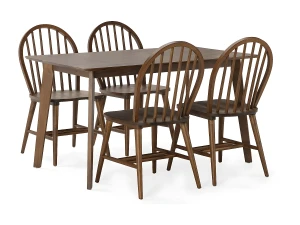 VS Venta-stock Juego de mesa 140x80 cm y 4 sillas de comedor Clarck color Nogal