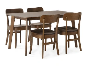 VS Venta-stock Juego de mesa 140x80 cm y 4 sillas de comedor Nala color Nogal