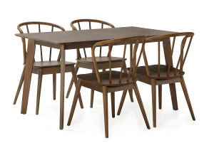 VS Venta-stock Juego de mesa 140x80 cm y 4 sillas de comedor Brisa color Nogal