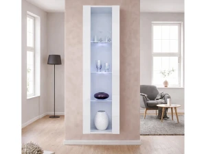 MB Muebles Bonitos Vitrina colgante para Salón comedor en Blanco con LED 40x29x170cm Nora V5