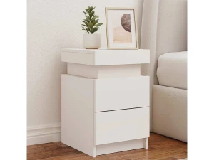 vidaxl Mesitas de noche con luces LED 2 unidades blanco 35x39x55 cm