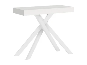 Ityhome Consola extensible 90x40/300 cm Krack fresno blanco patas blancas