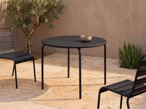 Vente-unique Ronde tuintafel D110 cm van metaal - Zwart - MIRMANDE van MYLIA