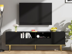 ModernLuxe Modern TV-meubel - met 2 deuren en 2 lades - metalen poten - Zwart