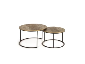 Giner y colomer Mesas de Centro de Aluminio Mesa Grande: 76 Cm, Mesa Pequeña: 60 Cm Estilo Industrial-45x76x76
