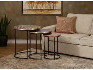 Giner y colomer Mesas de Centro de Metal Grande 45 Cm, Mediana 38 Cm, Pequeña 28 Cm Estilo Industrial-49x45x45