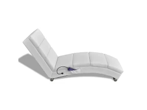 vidaxl Tumbona de masaje reclinable de cuero sintético blanco