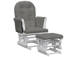 vidaxl Sillón de lactancia con taburete tela gris oscuro