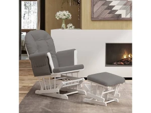 vidaxl Sillón de lactancia con taburete tela gris oscuro