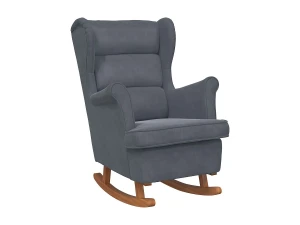 vidaxl Mecedora orejera de terciopelo gris oscuro y madera maciza