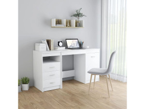vidaxl Bureau 140x50x76 cm bewerkt hout wit