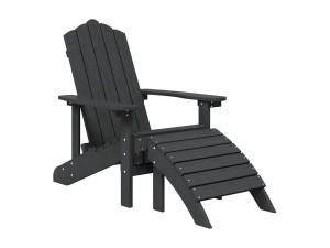 vidaxl Tuinstoel Adirondack met voetenbank HDPE antracietkleurig