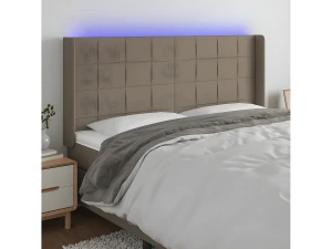 Clicnbuy Cabecero con LED de tela gris taupe 183x16x118/128 cm