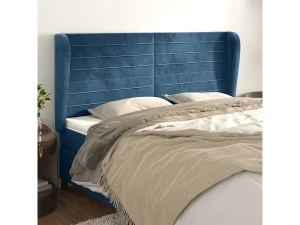Clicnbuy Cabecero con orejas de terciopelo azul oscuro 163x23x118/128 cm