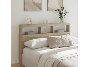 Clicnbuy Cabecero de cama con LED roble Sonoma 160x17x102 cm