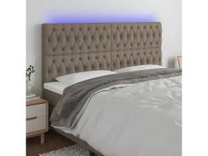 Clicnbuy Cabecero con luces LED tela gris taupe 200x7x118/128 cm