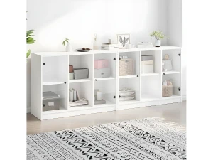 Clicnbuy Estantería con puertas madera de ingeniería negro 204x37x75 cm