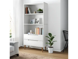 Clicnbuy Librería MOLDE madera maciza de pino blanco 85x35x170,5 cm