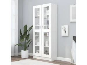 Clicnbuy Vitrina de madera contrachapada blanco 82,5x30,5x185,5 cm