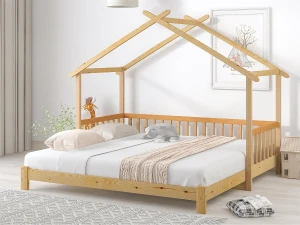 ModernLuxe Cama Gaveta - cama cabine para criança 90(180)x200cm em madeira maciça - Natural