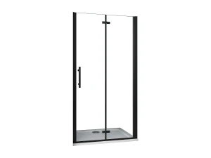 Porta de duche dois folhas rebatíveis Vidro temperado Easyclean de 5mm com perfil preto mate Tamanho:(786-816)x1900mm-AICA