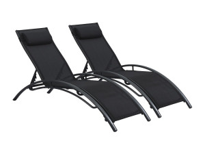 Habitat et jardin Ligstoelen set 2 ligbedden tuin aluminium Beauty "Phoenix" Zwart