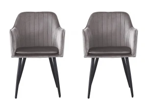 Habitat et jardin Juego de 2 sillas de terciopelo con reposabrazos "Velma" - Gris