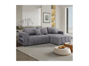 Habitat et jardin Sofá esquinero convertible de 3 plazas en tejido de chenilla - "Trocadero" - Gris