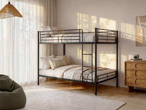 Vente-unique Stapelbed - 2 x 120 x 190 cm - Zwart - DUOTIS II